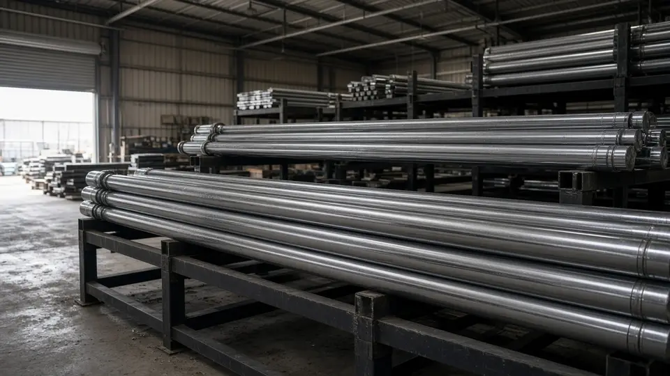 Chrome-plated piston rods on storage racks